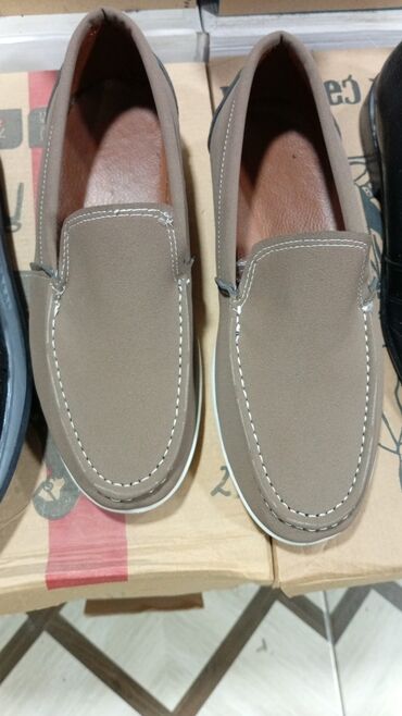 женские мокасины из текстиля: Kişi mokasinləri - Rəng: açıq qəhvəyi/bej - Model: klassik slip-on