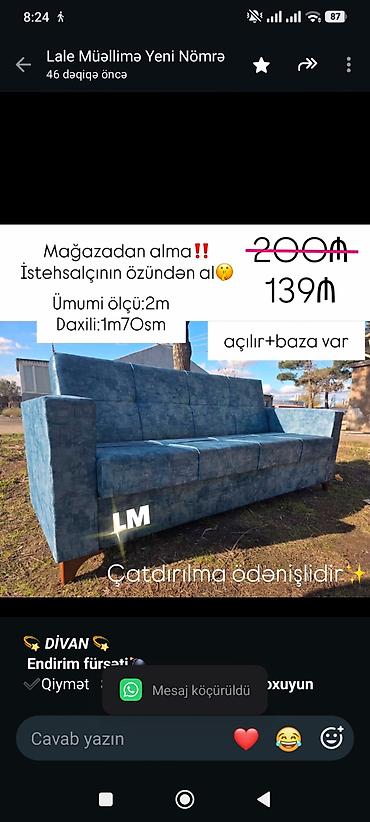 💫 _*DİVAN*_ 💫 *Endirim fürsəti💣* ✔️Qiymət *Sadəcə : 139₼ oldu* 💃 lalafo.az -da 💫 _*DİVAN*_ 💫 *Endirim fürsəti💣* ✔️Qiymət *Sadəcə : 139₼ oldu* 💃