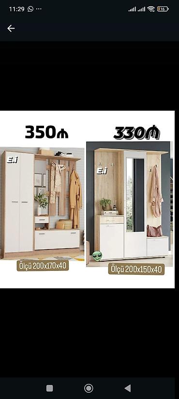 Mebel: Yeni, 2 qapılı, Güzgülü, Ağ, Açılan, Düz dolab — 1