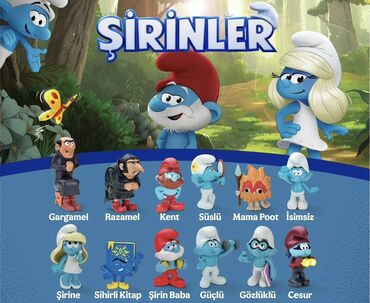 Digər kolleksiyalar: AkLıram !Şirinlər kolleksiya fiqurları - Mövzu: “Şirinlər” (Smurfs)