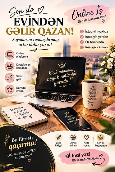 Onlayn iş imkanı – evdən real gəlir qazan! Təsvir: - Rəsmi onlayn lalafo.az -da Onlayn iş imkanı – evdən real gəlir qazan! Təsvir: - Rəsmi onlayn