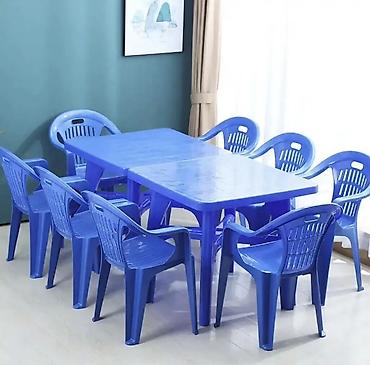 study table: Комплект уличной мебели: пластиковый стол и стулья - Материал — 1