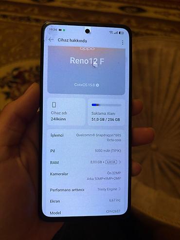 ikinci el ewyalar: Oppo Reno 12 F, 256 GB, rəng - Qara — 5