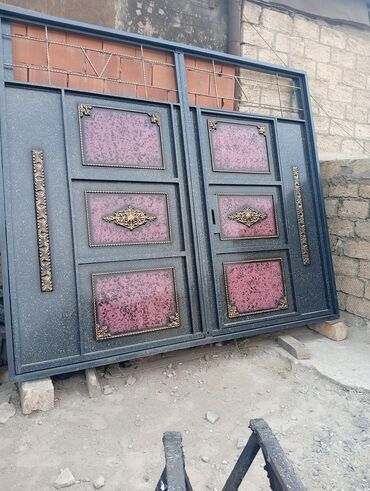 Həyət darvazaları: Dəmir Həyət darvazası, Yana açılan, Mexaniki, rəng - Mavi — 27