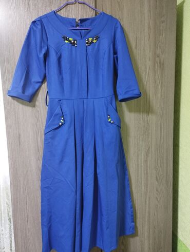 темно синее платье: Вечернее платье, Длинная модель, С рукавами, Стразы, S (EU 36), M (EU 38)