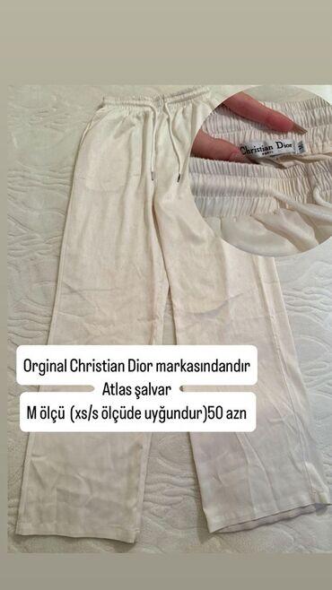 Şalvarlar: Şalvar, Dior, M (EU 38), rəng - Ağ