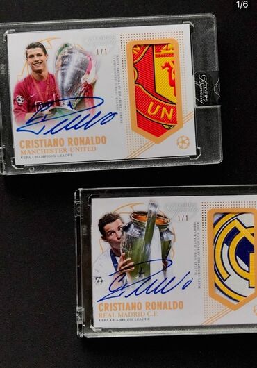 Kristiano Ronaldo imzalı futbol kolleksiya kartları. Əsil imzali