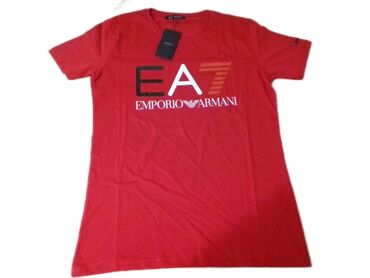 jack wolfskin majice: Short sleeves T-shirt, S (EU 48), XS (EU 46), Emporio Armani, color - Red, Cotton