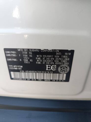 самая дорогая машина в кыргызстане: Subaru Outback: 2018 г., 2.5 л, Вариатор, Бензин, Кроссовер