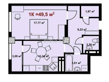 Продажа домов: 1 комната, 49 м², Элитка, 2 этаж, ПСО (под самоотделку)