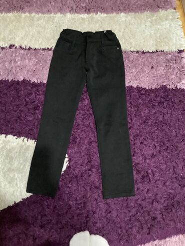детские джинсы узкачи: Qara rəngli uşaq şalvarı - Klassik düz kəsim, dar balaq - 5 ciblə