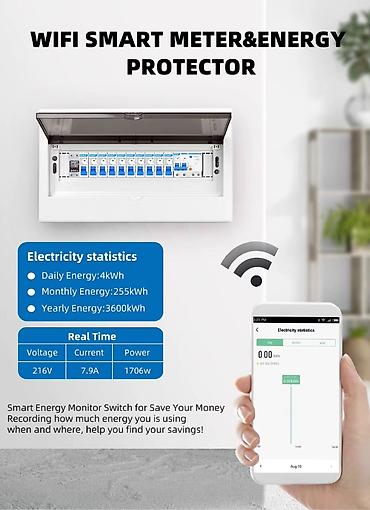 ampermetr: Xüsusiyyətlər: Bu TUYA WIFI 63A 230V qoruyucusu telefon vasitəsilə — 6