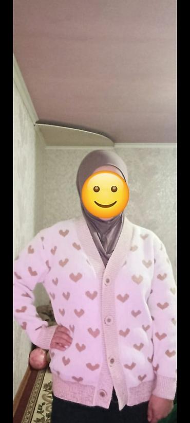 Кардиган женский на пуговицах - Цвет: нежно-розовый/пудровый с узором