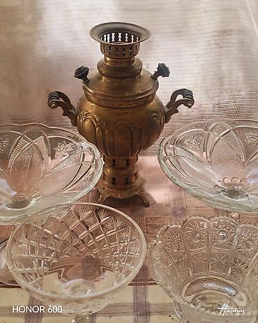 antik samovar: Antik kolleksiya: Bürünc samovar və Vaza, xrustal. latun samavar — 1