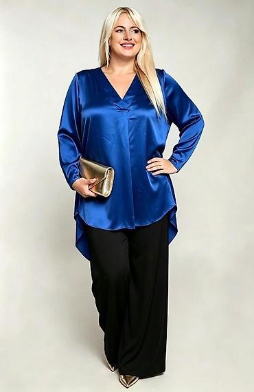 saten bluze: Svilena bluza sa V-izrezom za plus-size dame 2100din Velicine do xxl — 2