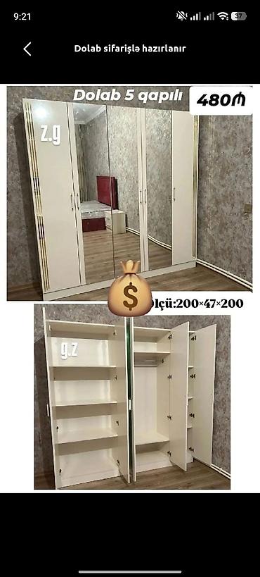 moyka skafi: Düz dolab, Yataq otağı üçün, Qarderob, Açılan, Korpuslu, 5 qapı — 1