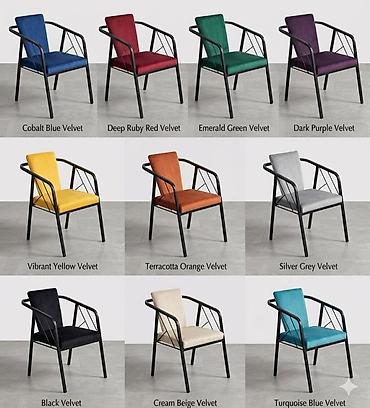 Kreslolar: Velvet oturacaqlı metal kreslo - Material: yumşaq velvet parça — 1