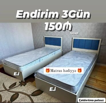 Çarpayılar: Yeni, Təknəfərlik çarpayı, Bazasız, Matras ilə, Siyirməsiz — 2