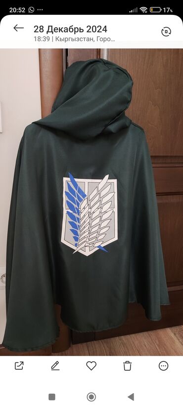 дождевик плащ мужской: Плащ-капюшон «Разведкорпус» из аниме Attack on Titan. - Цвет