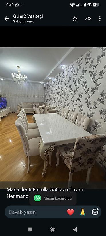 Masa destı 8 stulla 550 azn Ünvan Nerimanov Guler2 kod 6159