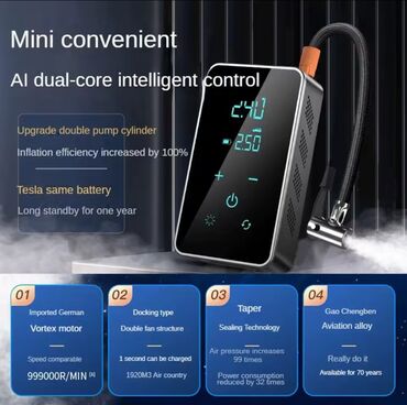 Avtomobil kompressorları və nasosları: Daşınan rəqəmsal hava kompressoru – powerbanklı çoxfunksiyalı şin — 10