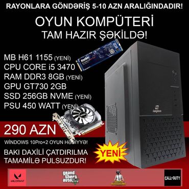Masaüstü kompüterlər və iş stansiyaları: Oyun üçün Kompüter "Legion Core i5 3470 GT730 2GB 256GB NVME” ⭐Tək — 1