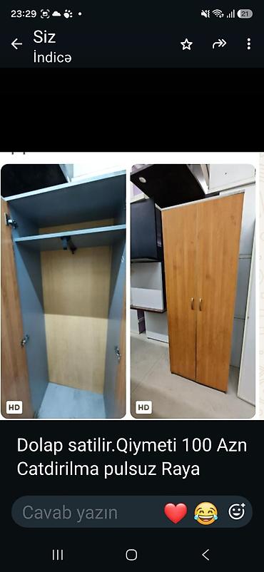 İki qapılı şkaf - Material: laminat/LDSP ağac teksturası - Rəng: açıq