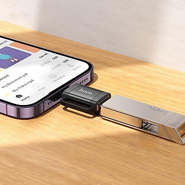 cool: OTG переходник Hoco UA31A Lightning Male to USB2.0 Female Черный — 2