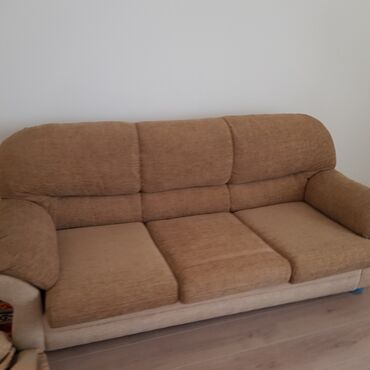 раскладной диван диван кресло: Диван-кровать, цвет - Бежевый, Б/у