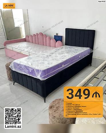 Mebel: Məhsul: Çarpayı (Kod: 4165) - Ölçü: 90 × 200 sm - Mexanizm — 1