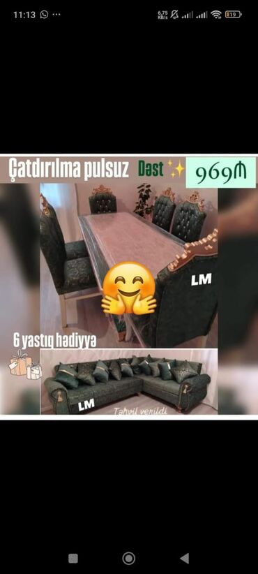 divan üstü: Künc divan və masa desti yeni