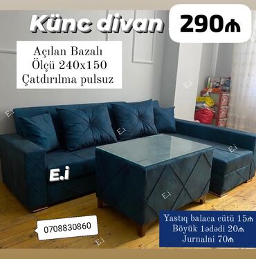 inci mebel yataq desti: Künc divan, Yeni, Açılan, Bazalı, Şəhərdaxili pulsuz çatdırılma