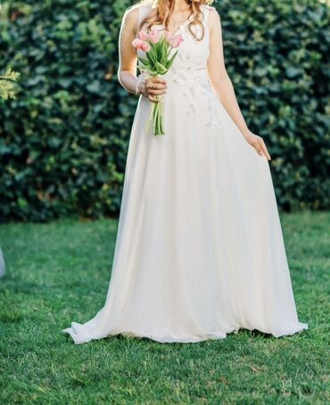 toy ucun don modelleri: Zərif gəlinlik Cemi 1 defe geyilib - Rəng: süd-ağ - Siluet: axıcı