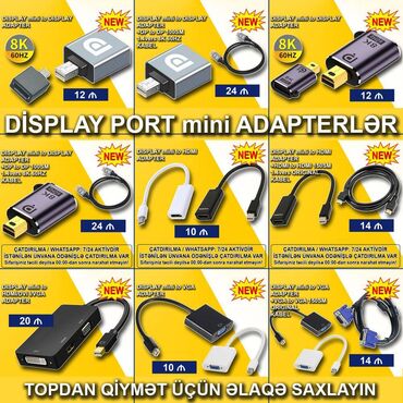 kompüterlərin alışı: DisplayPort mini adapterlər 🚚Metrolara və ünvana çatdırılma var
