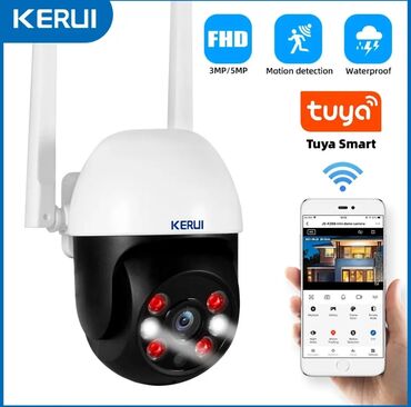 kamera müşahidə: KERUI 3MP PTZ WiFi IP Simsiz Kamera Tuya Ağıllı Ev Təhlükəsizliyi 4X