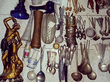 kasli fiqur: Kolleksiya üçün qarışıq vintage/antik mətbəx və dekor əşyaları dəsti — 2