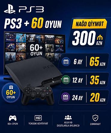 playstatio: PlayStation 3 oyun konsolu – 60+ oyunla birlikdə Xüsusiyyətlər: - PS3 — 1