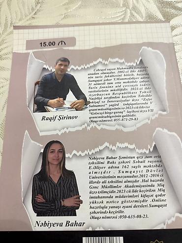 tibbi formalar: Məhsul: “Tarix Test Toplusu” – I hissə (2024–2025) Müəlliflər: Raqif — 2