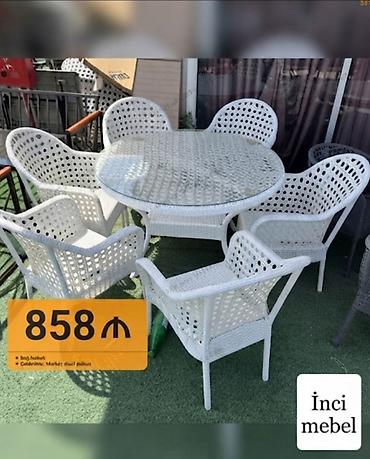 divan desti: Yeni, Yumru masa, 6 stul, Açılmayan, Stullar ilə, Həsir toxunuşlu — 1