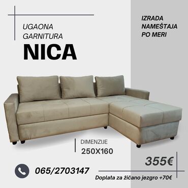 jysk okrugli stolovi na razvlačenje: Ugaona garnitura "Nica" Krajnjih dimenzija 250x160 Dvosed se izvlaci