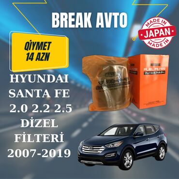 Filtrlər: Hyundai SANTA FE, 2 l, Dizel, 2013 il, Orijinal, Yaponiya
