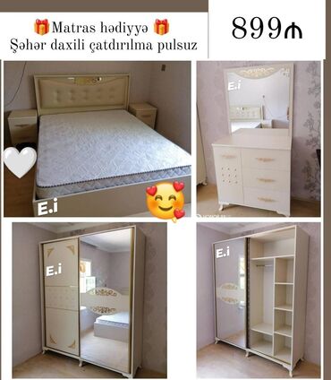 2 х створчатые межкомнатные двери: İkinəfərlik çarpayı, Termo, 2 tumba, Dolab, Azərbaycan, Yeni