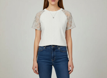 czerwona bluzki z krótkim rękawem: Women's blouse, size M