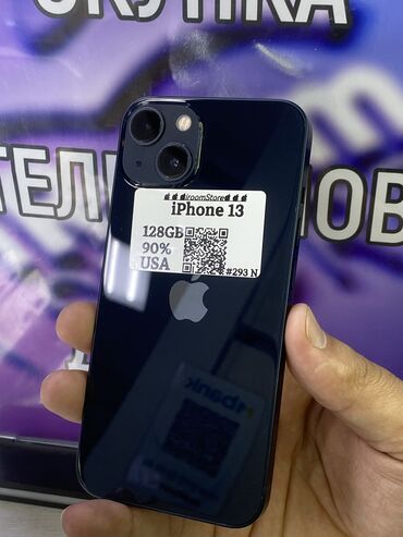 айфон 13 цена ош бу: IPhone 13, Колдонулган, 128 ГБ, Көк, 90 %