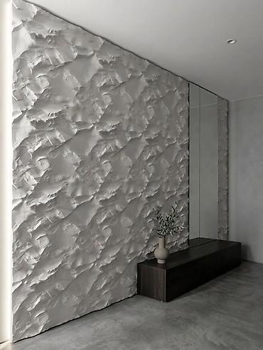 qips: Dekorativ 3D divar gips panelləri – “Qayalı faktura” - Material: gips — 2