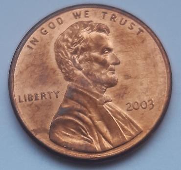 Američki novčić od 1 centa (Lincoln cent),unc, godina 2003. - Avers na lalafo.rs — 1 Američki novčić od 1 centa (Lincoln cent),unc, godina 2003. - Avers — 1