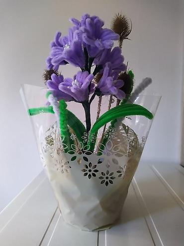 Ostali kućni dekor: Ručni aranžmani od plišanih žičica u saksiji - Dekorativni cvetni — 7