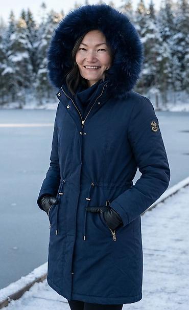 bele ski pantalone: Zimska parka jakna – tamnoplava - Topla parka do sredine butine — 1
