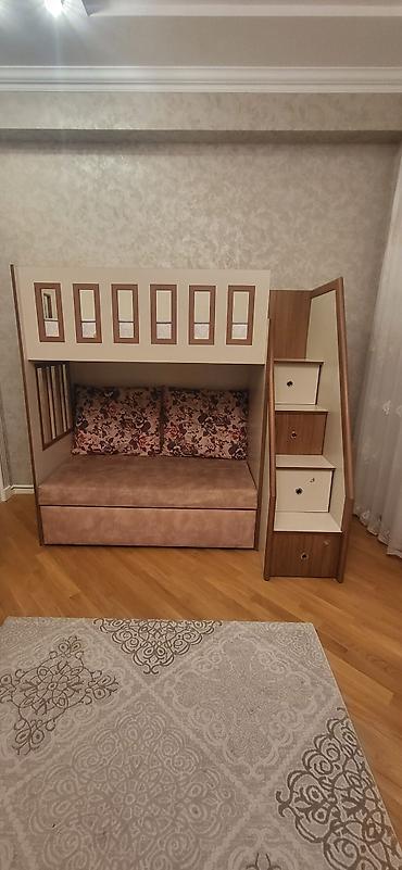 mdf panel: Uşaq otağı üçün çoxfunksiyalı iki mərtəbəli çarpayı-divan komplekti — 3
