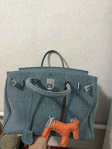 сумка hermes: Сумка-тоут в стиле Birkin из денима с фирменной фурнитурой под — 1